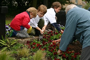 Young and old working together.